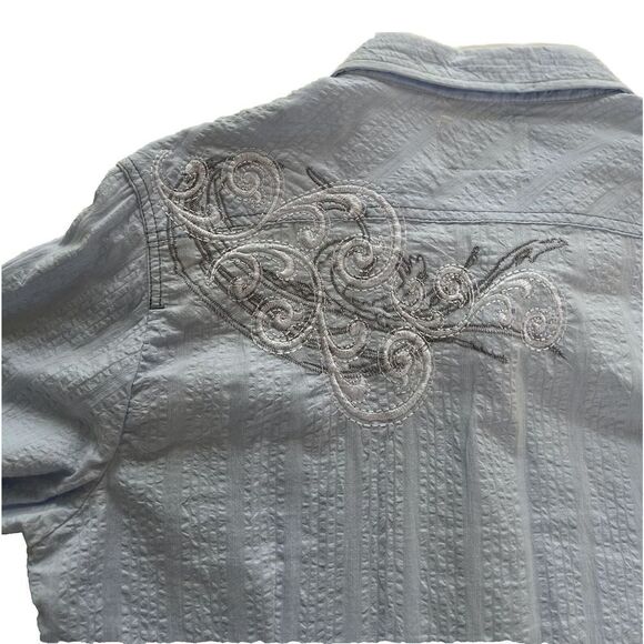 Pop Icon Western Shirt Pearl Snap Front Powder Blue The Buckle Men’s XL - Picture 11 of 12